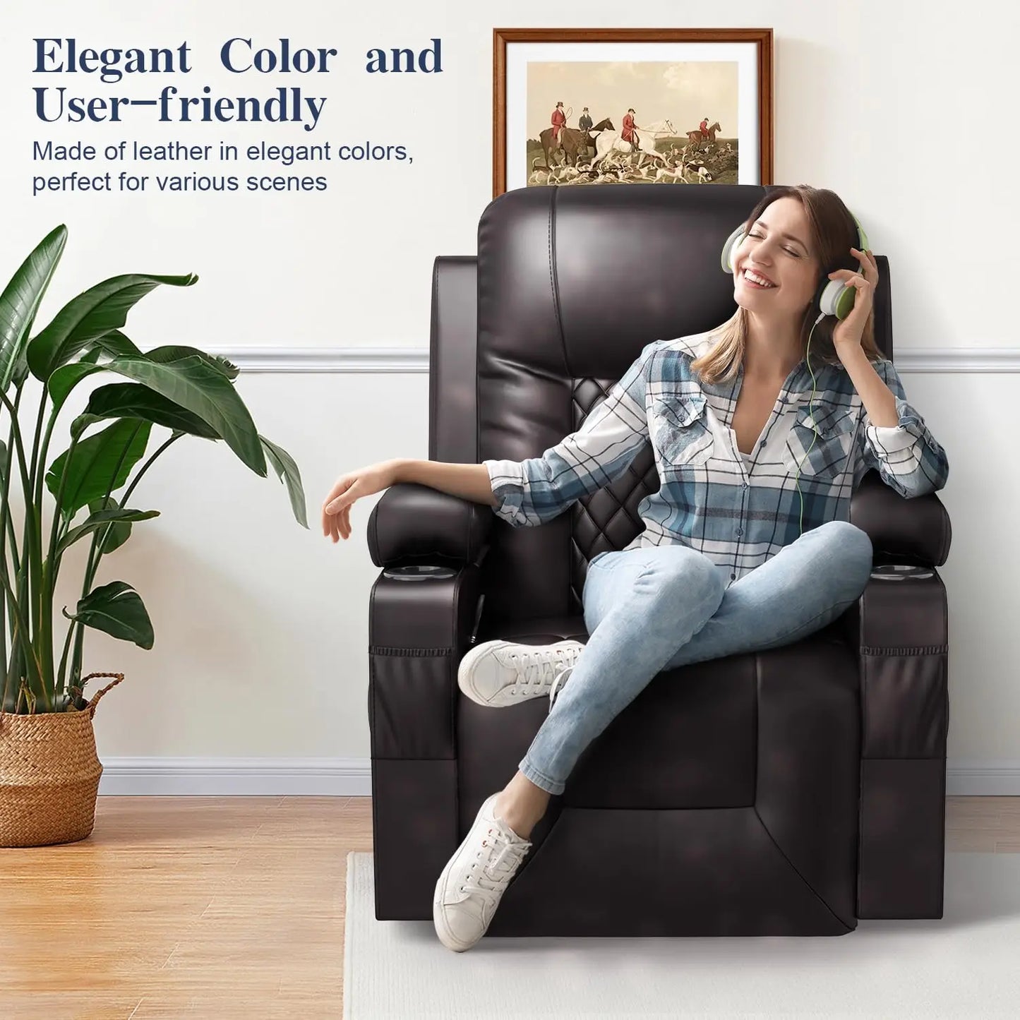 FSC Certified Heated Massage Recliner Chair 360 Swivel Ergonomic