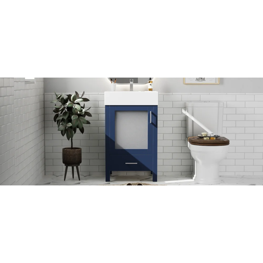 LWO Bathroom Vanity With Ceramic Sink And Ample Storage