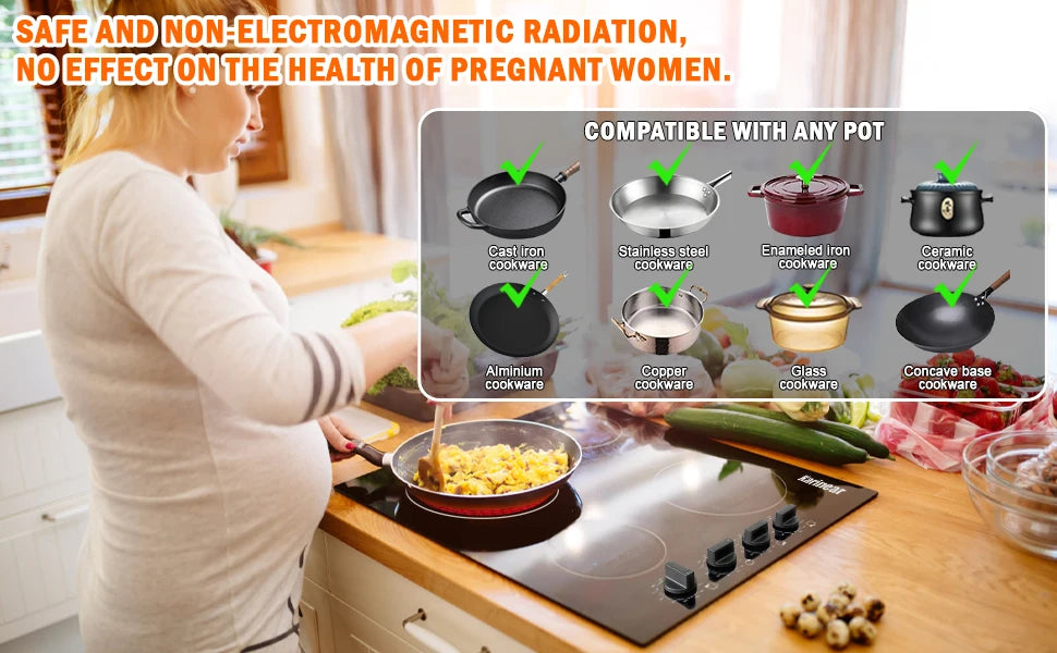 Karinear Four Burner Cooktop With Knob Control And Residual Heat Indicator