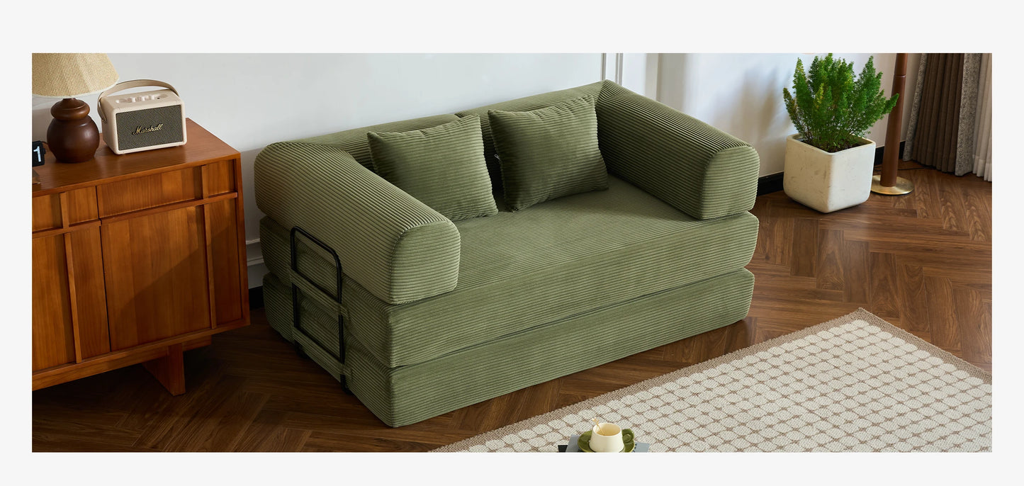 Foldable Convertible Futon Sofa Bed With L Shaped Arms