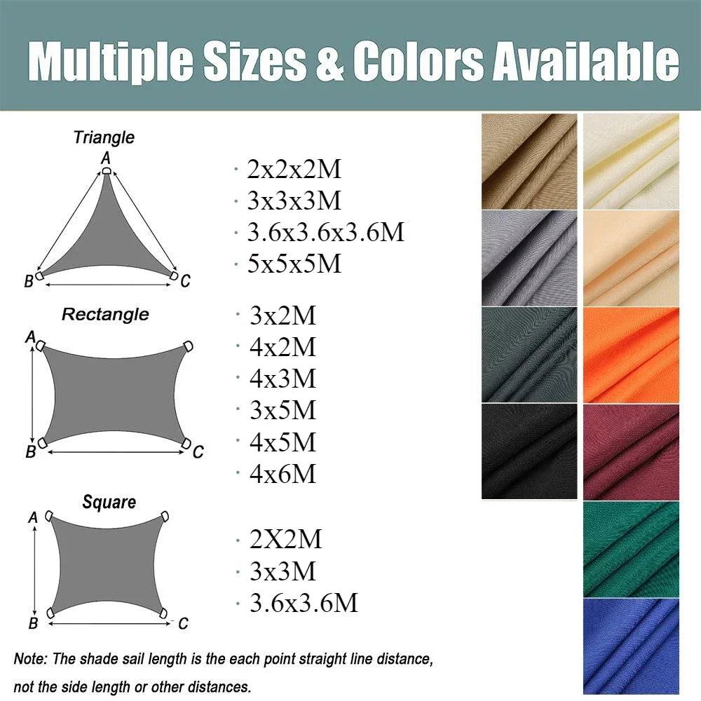 Waterproof Shade Sail For Outdoor Patio And Garden UV Protection