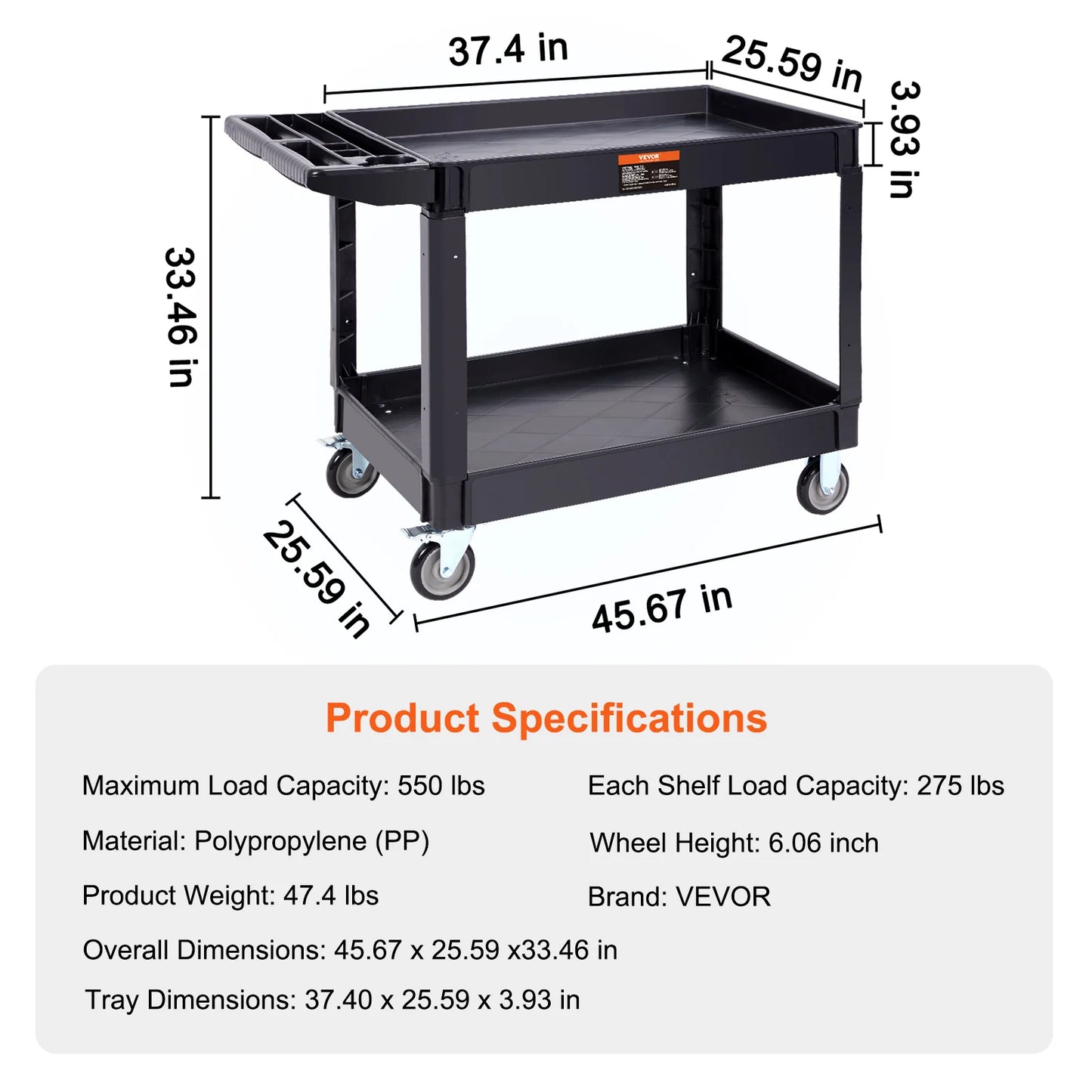 SucceBuy Utility Cart With 360 Degree Wheels For Heavy Duty Transport