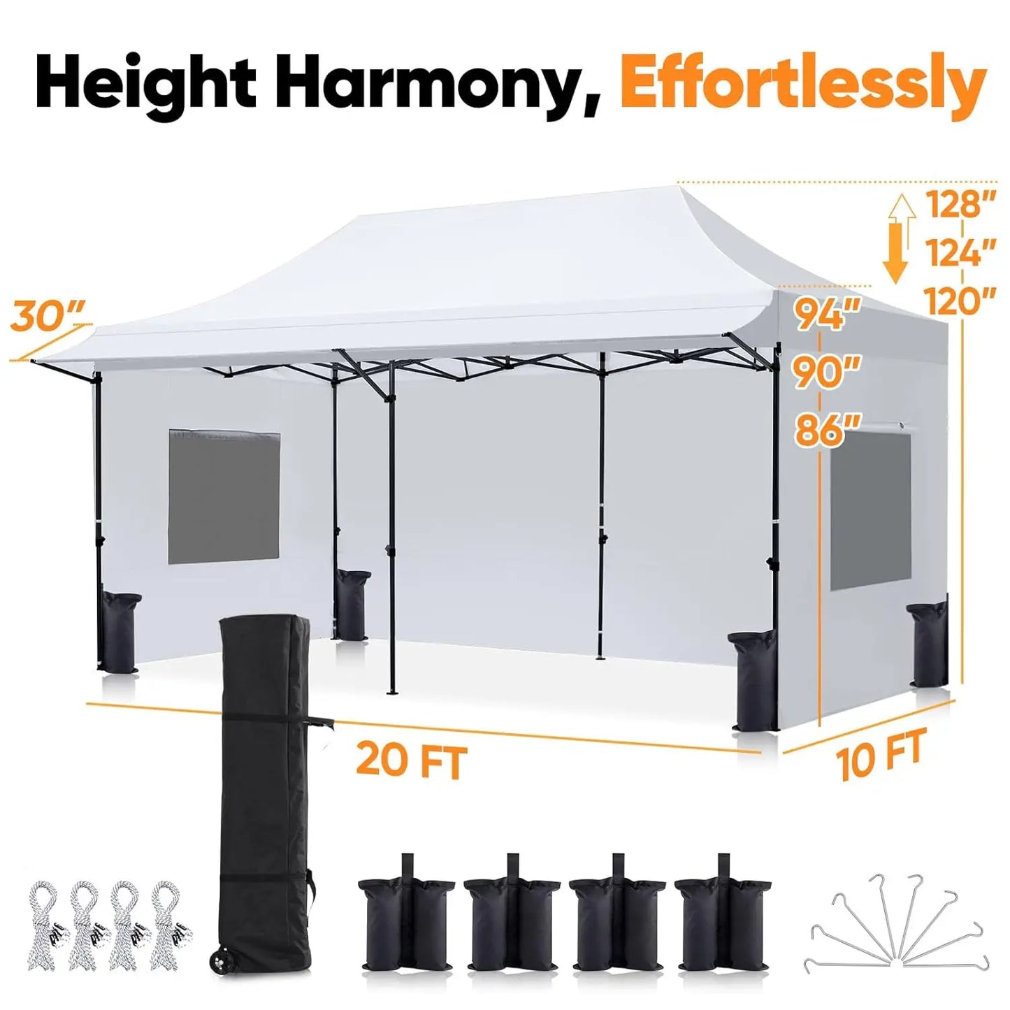 10x20 Heavy Duty Pop up Canopy Tent with 3 Removable Sidewalls, Commercial Grade Instant Shelter with Wheeled Bag for, Custom