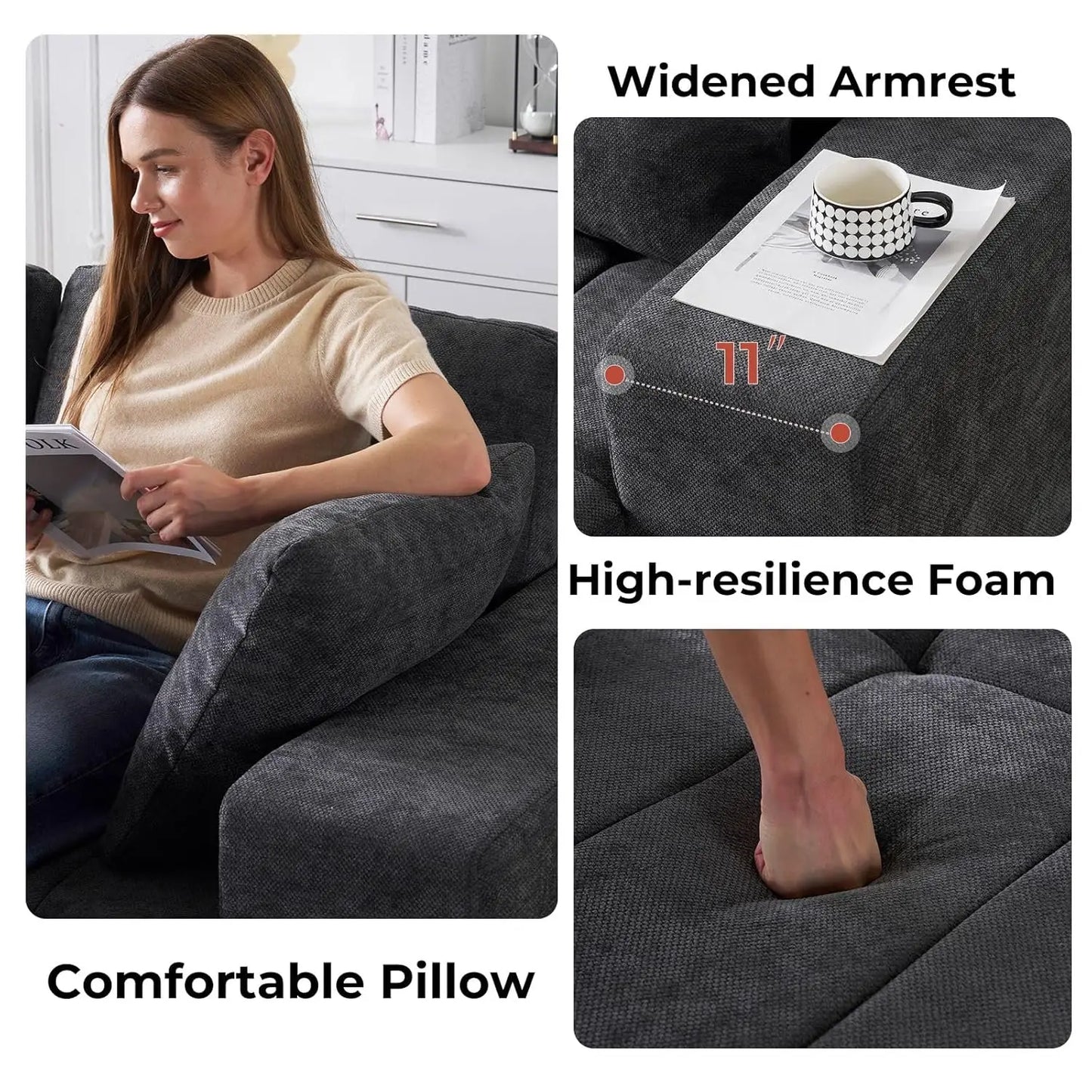 Cloud Modular L Shape Sectional Sofa With Chaise Upholstered Couch