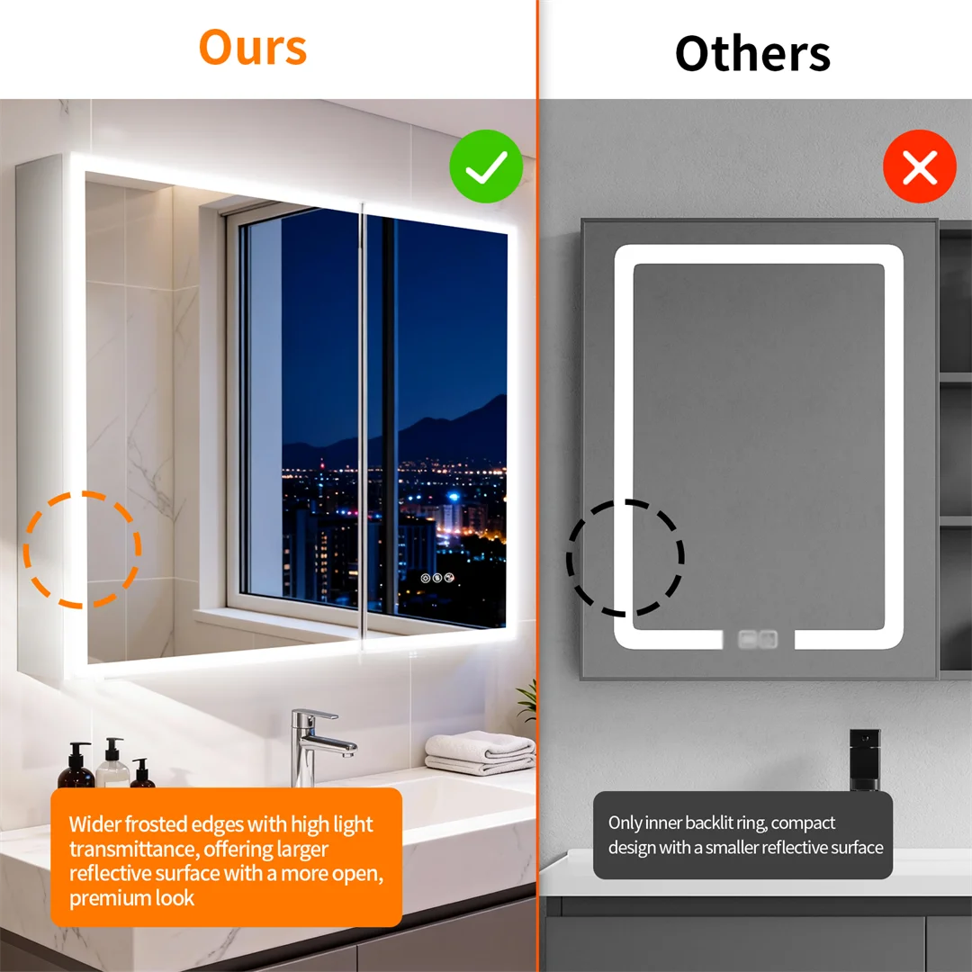 LUVODI LED Lighted Bathroom Cabinet With Bluetooth Speakers