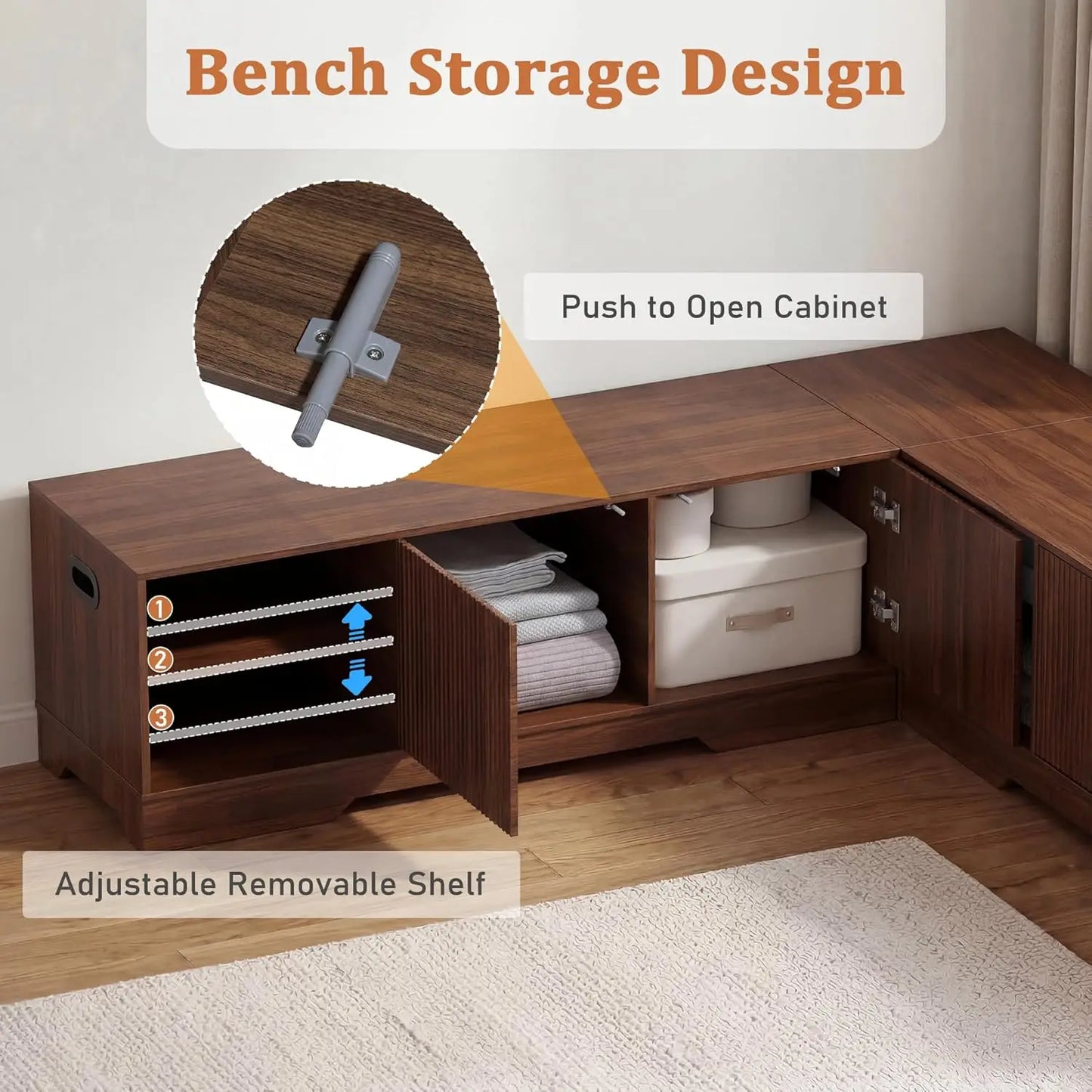 GUOHE Extendable Breakfast Nook Set With Storage Benches And Stools