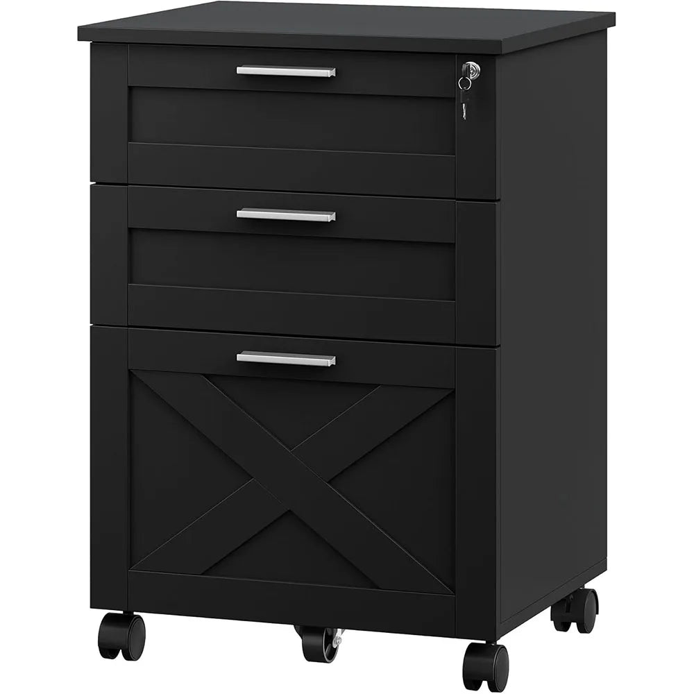 HiMISS 3-Drawer Rolling File Cabinet With Lock For Home Office