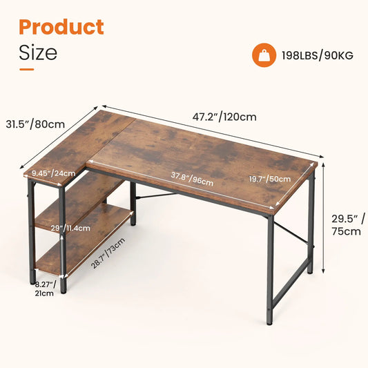 JHK L Shaped Desk Computer Corner Desk With Reversible Shelves