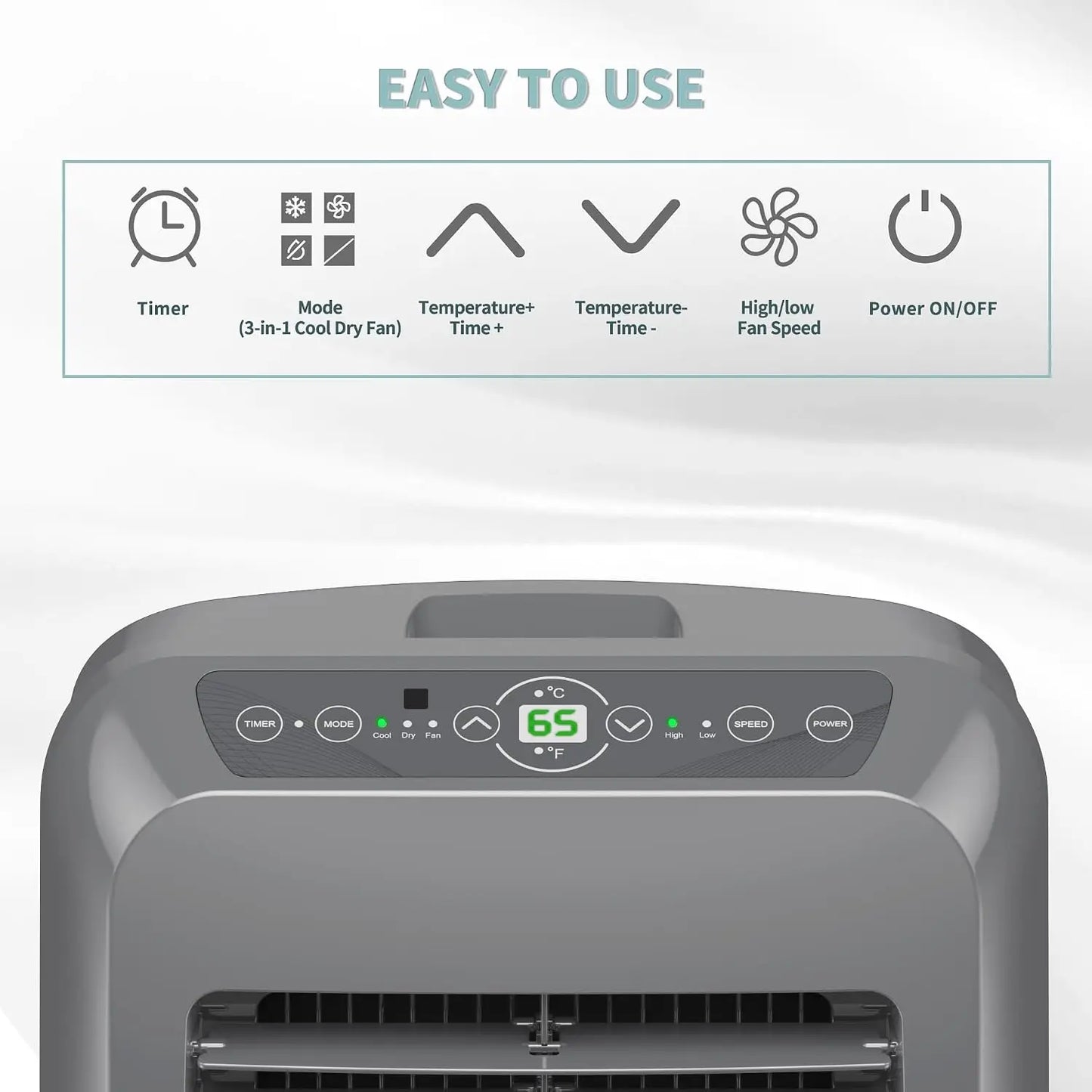 8000 BTU Portable Air Conditioner 3-In-1 Cooling Dehumidifier Fan