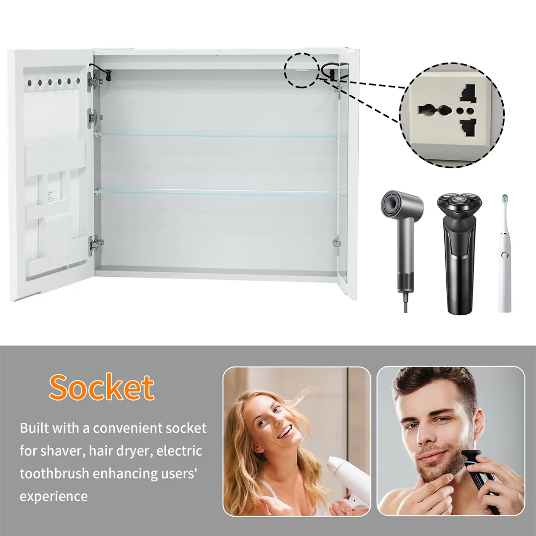 LUVODI LED Lighted Bathroom Cabinet With Bluetooth Speakers