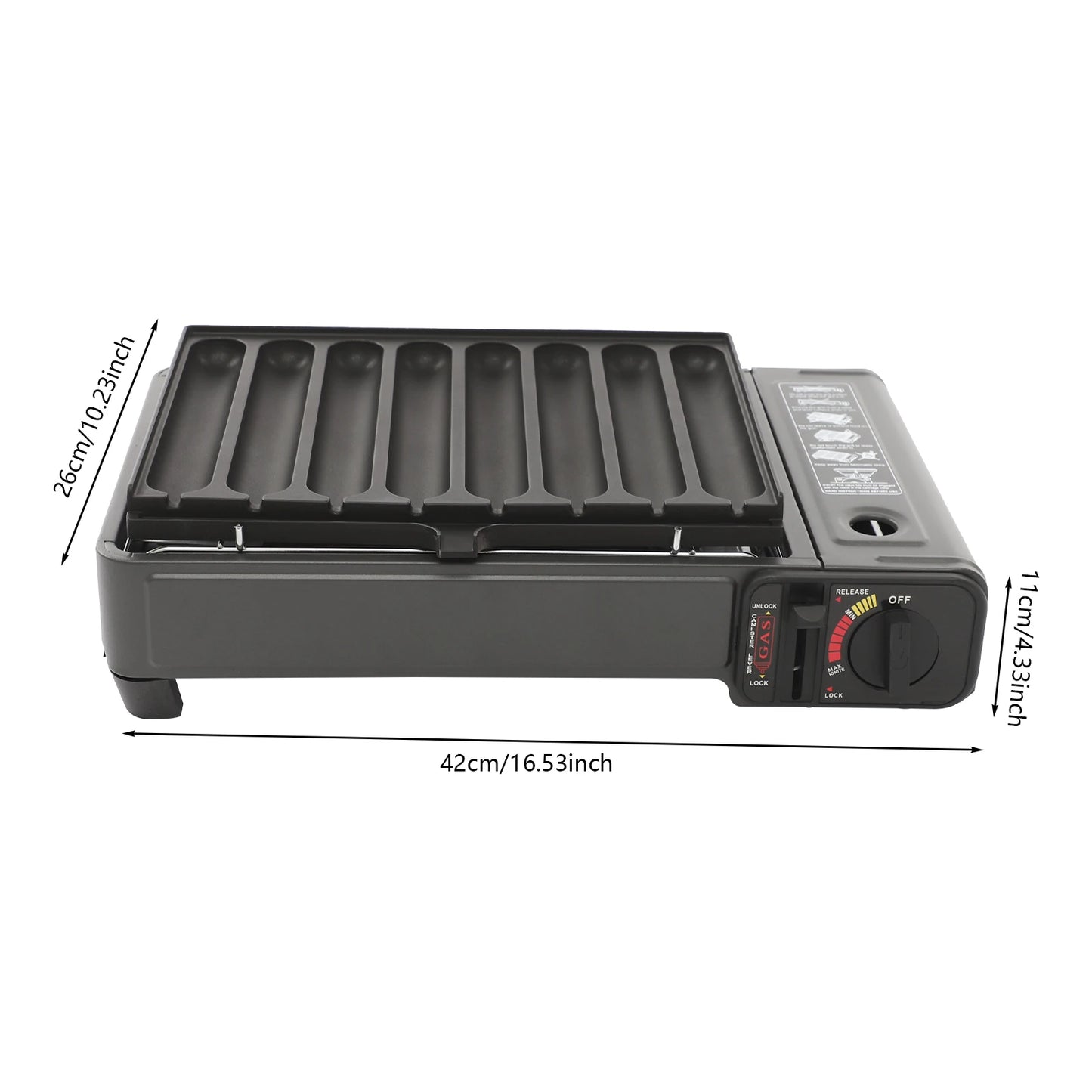 Bymaocar Portable Gas Grill Stove 2.2KW Butane With Sausage Plate