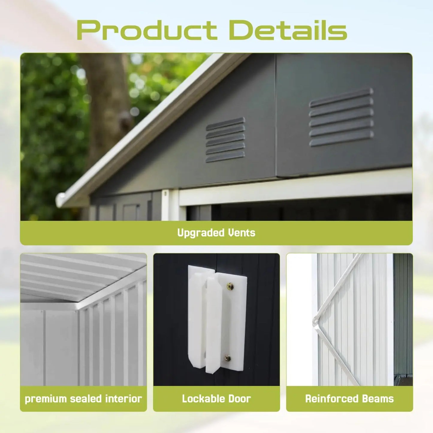 Outdoor Metal Storage Shed With Lockable Door And Window