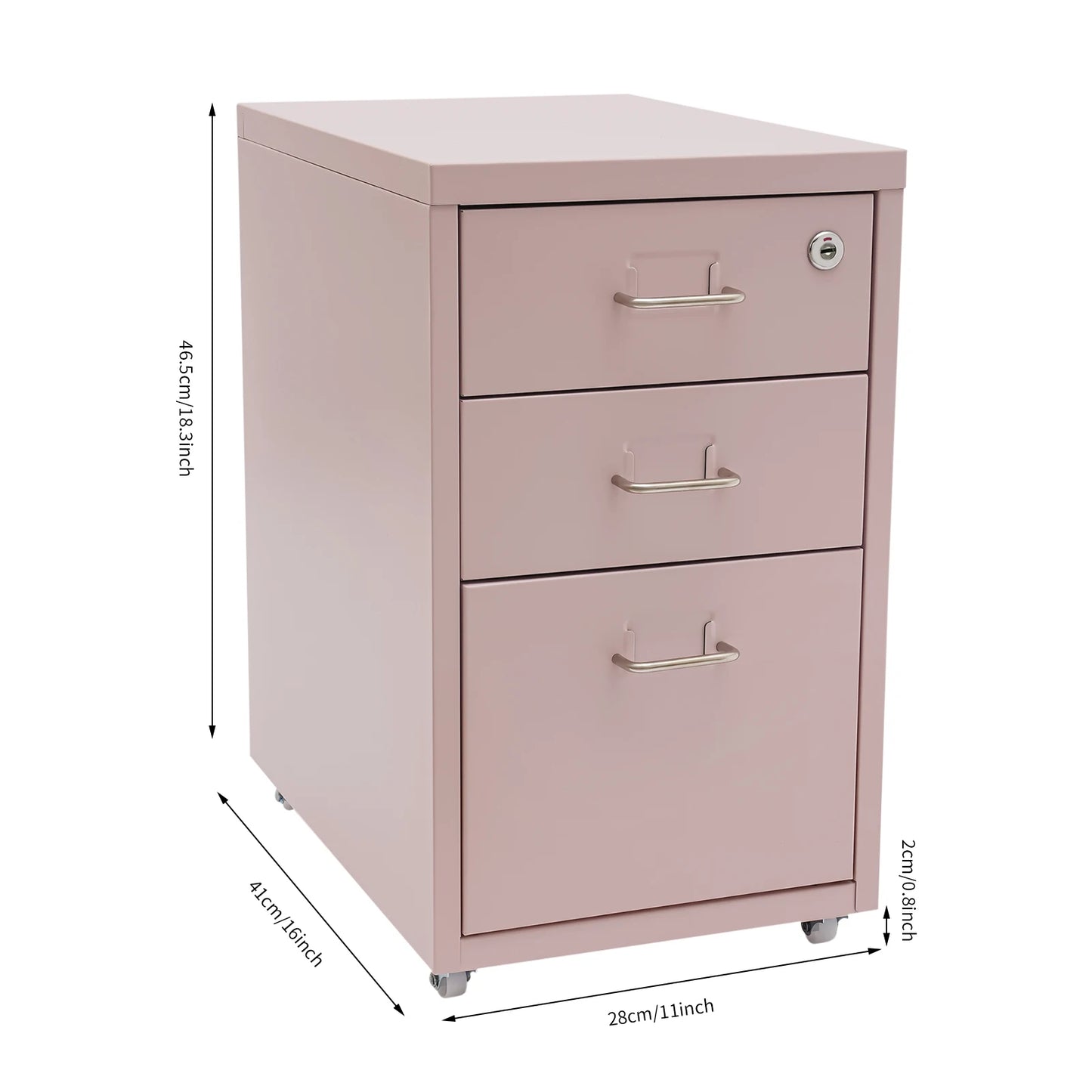 Bymaocar 3 Tier Vertical File Cabinet With Lock On Casters