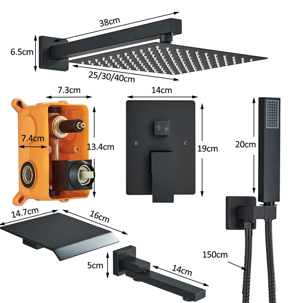 Quyanre Concealed In Wall Shower System With Rainfall Faucet
