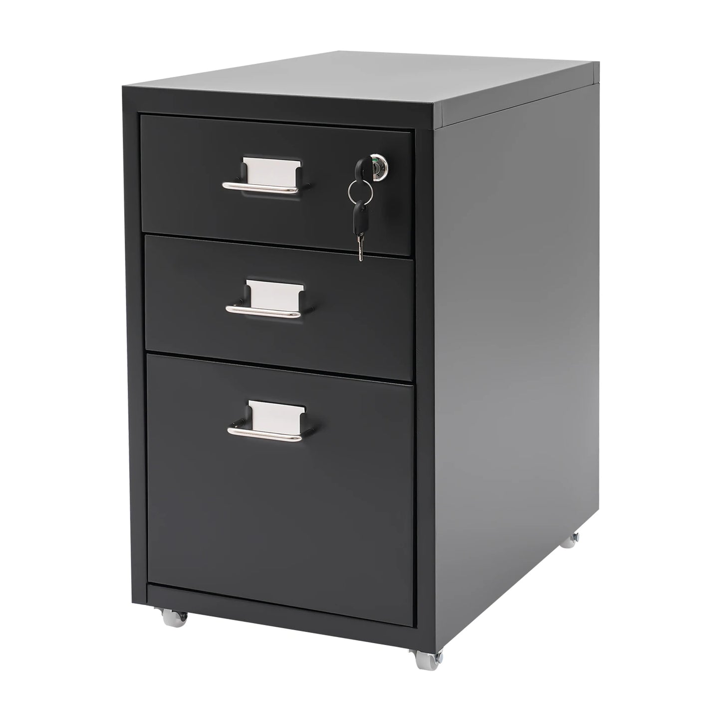 Bymaocar 3 Tier Vertical File Cabinet With Lock On Casters