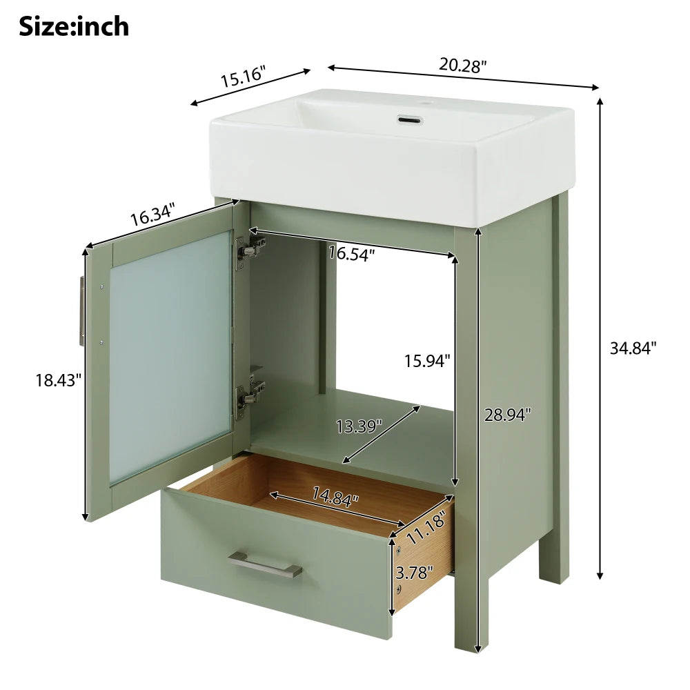 LWO Bathroom Vanity With Ceramic Sink And Ample Storage