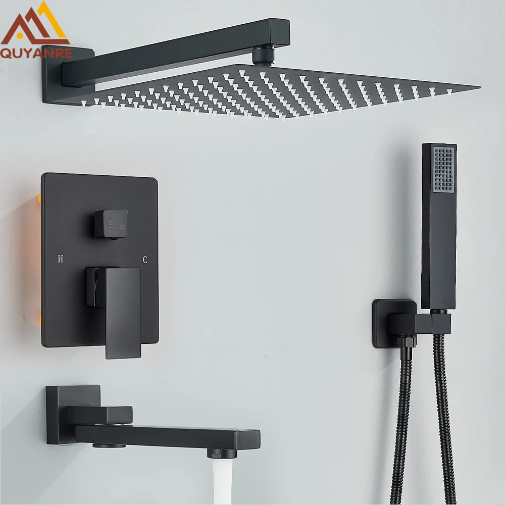 Quyanre Concealed In Wall Shower System With Rainfall Faucet