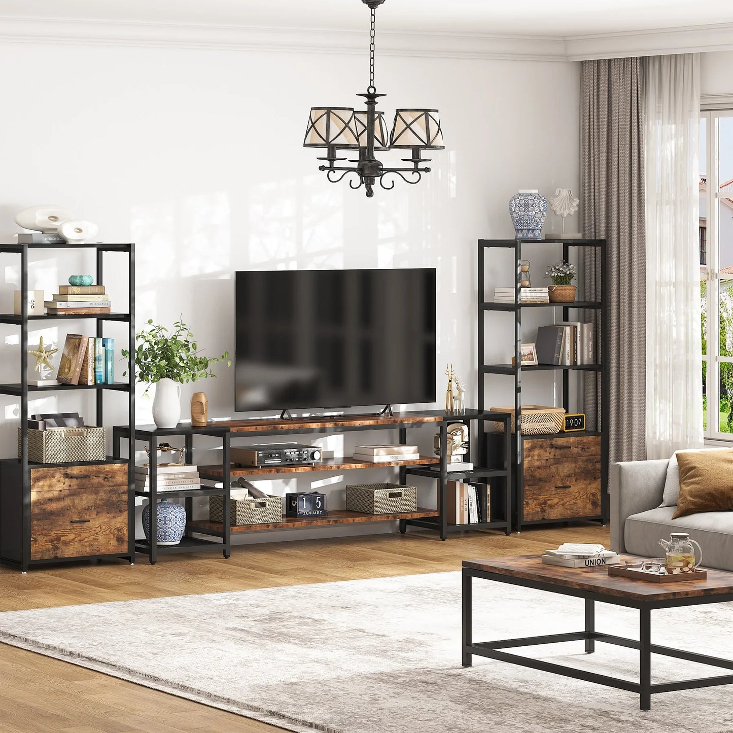 Tribesigns TV Stand Three Tier Entertainment Center Console
