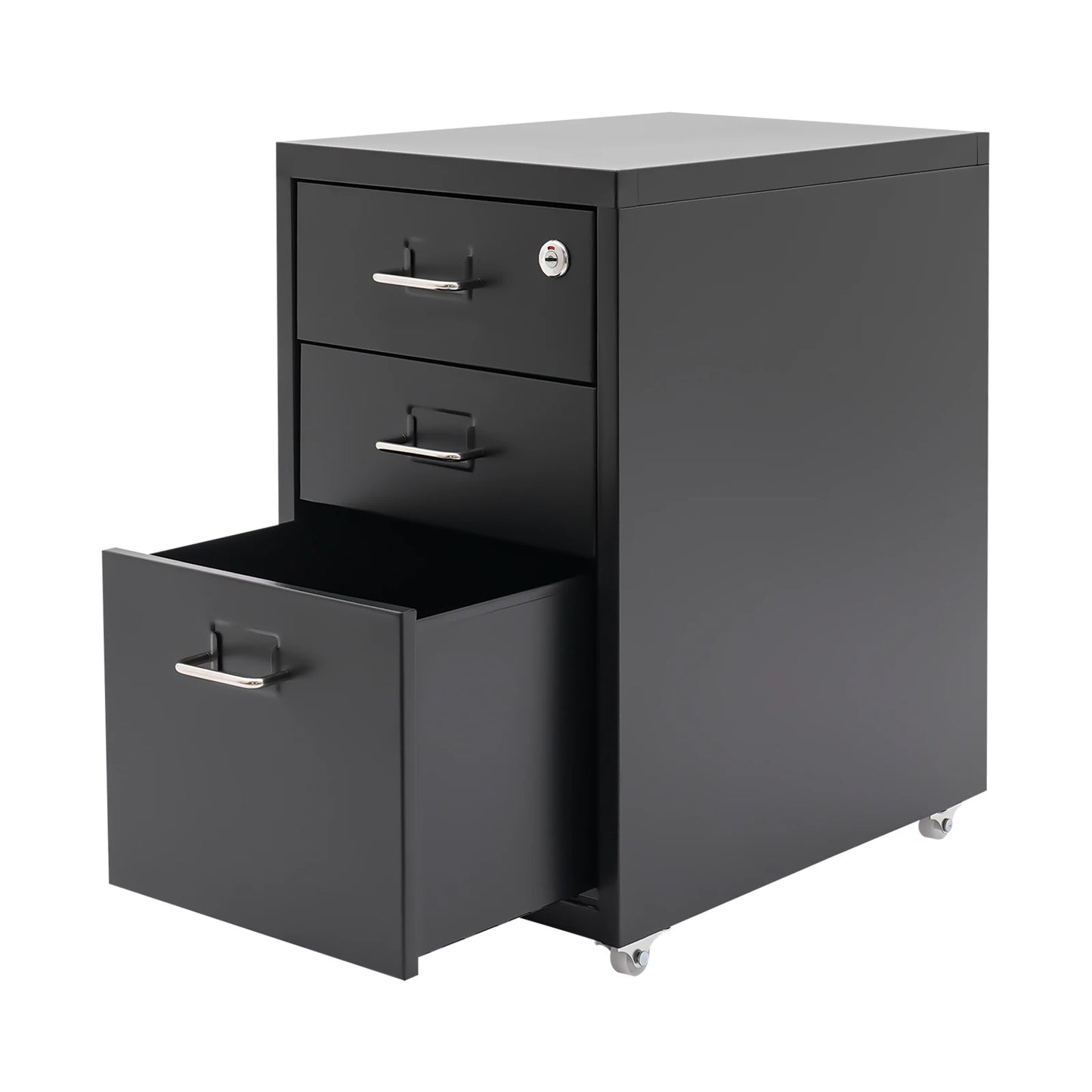 Bymaocar 3 Tier Vertical File Cabinet With Lock On Casters