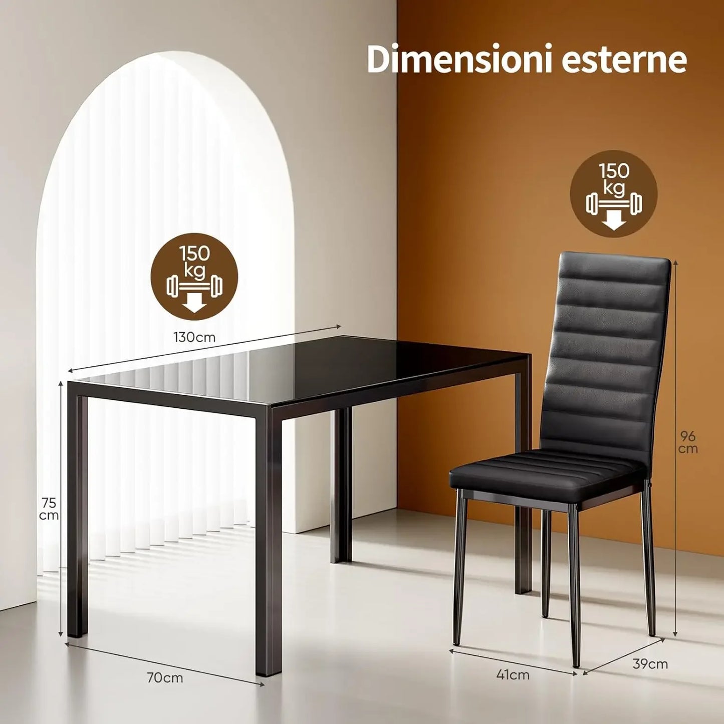 Modern 7 Piece Dining Table Set With Tempered Glass