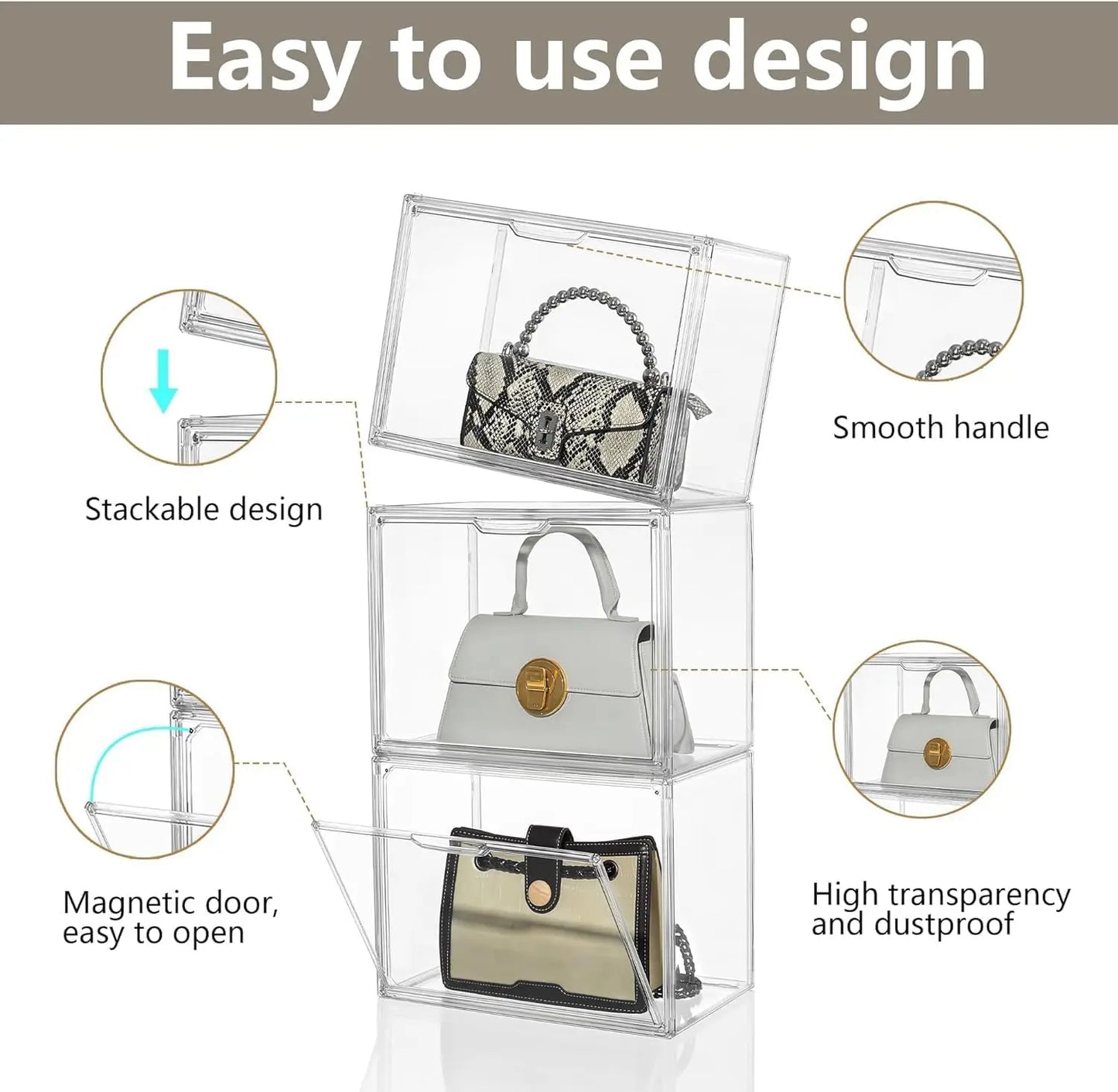 Clear Display Box Organizer With Magnetic Door For Makeup Books Collectibles