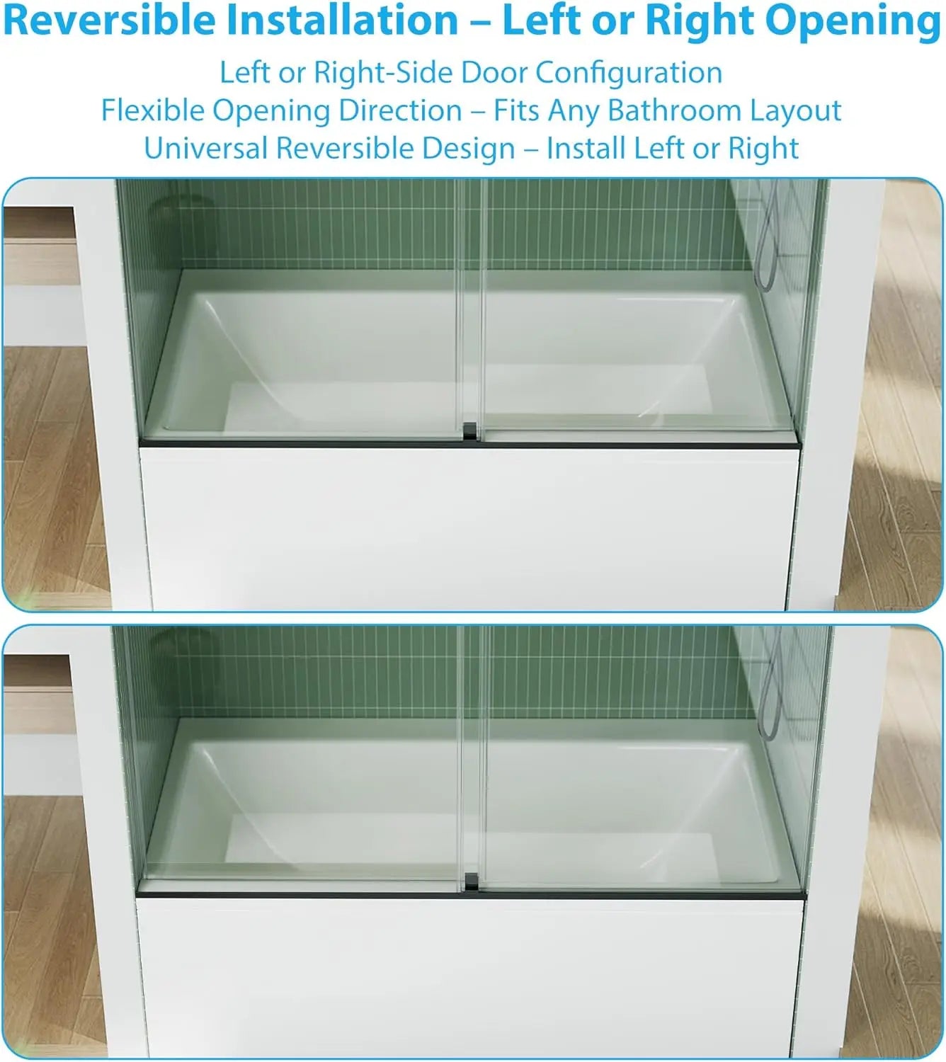 Frameless Sliding Bathtub Shower Glass Door With Stainless Steel Rail