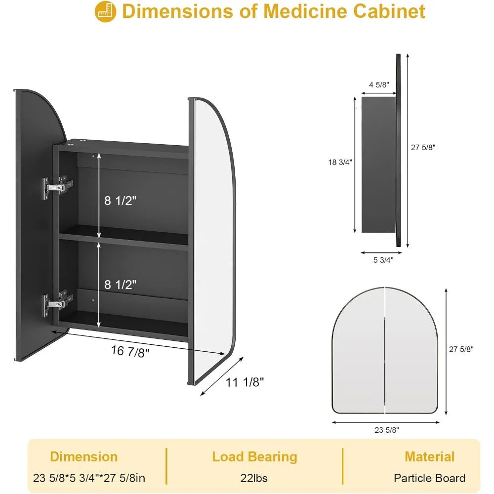 Arched Medicine Cabinet With Mirror For Bathroom Use