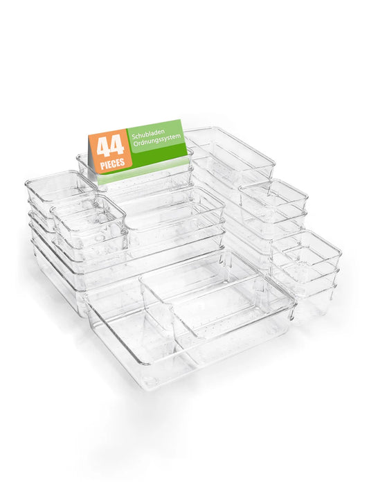 Transparent Plastic Drawer Storage Box Set 44 Piece Multi Functional Organizer