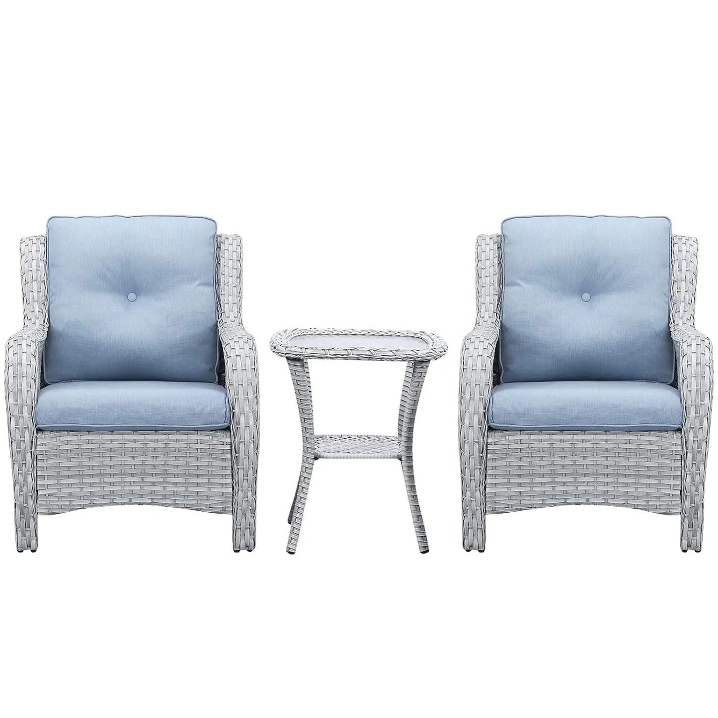 Patio Bistro Set Outdoor Chairs 3-Piece Wicker Rattan Furniture