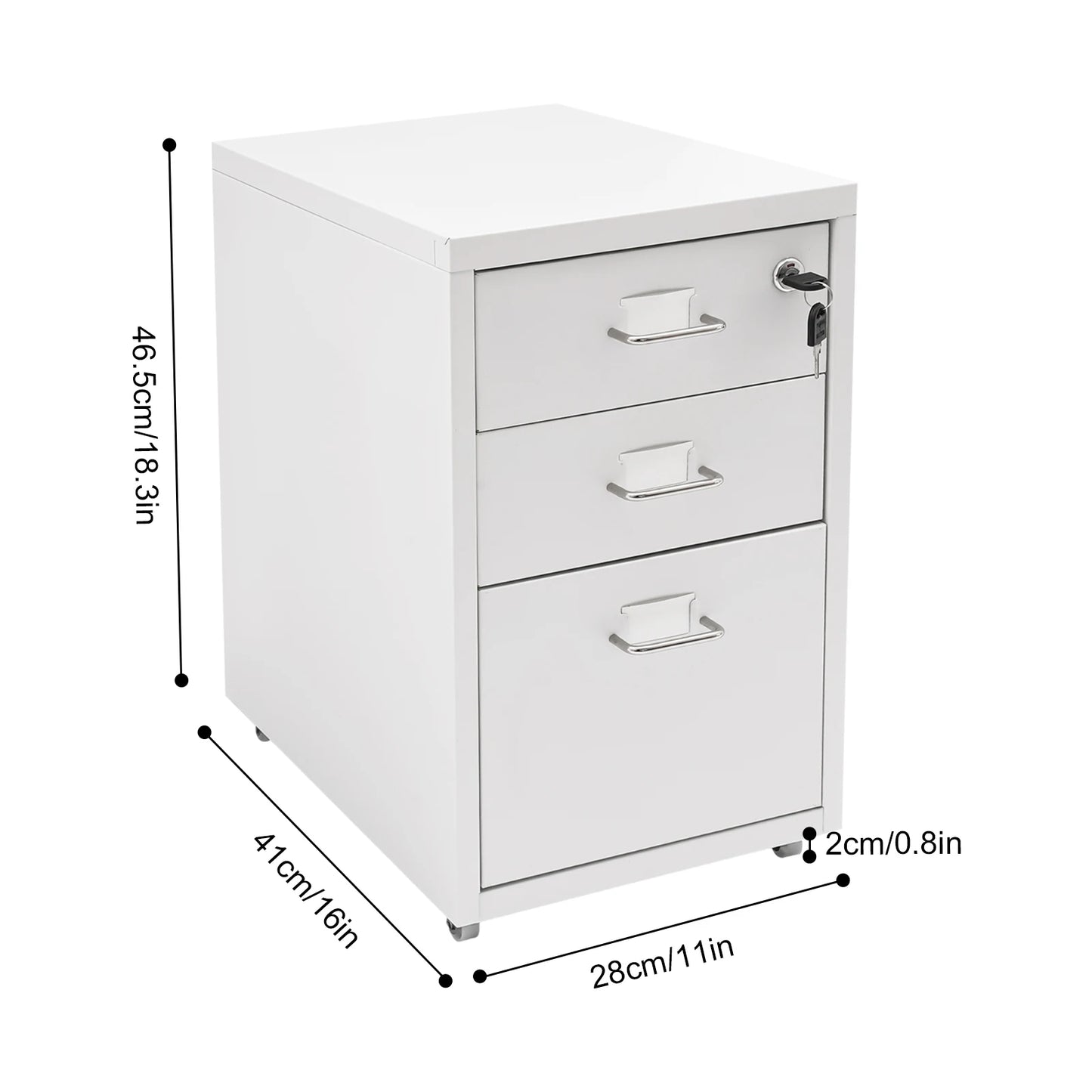 Bymaocar 3 Tier Vertical File Cabinet With Lock On Casters