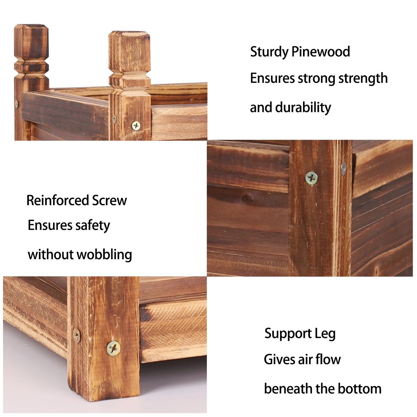 Wooden Raised Flower Bed Planter for Indoor and Outdoor Garden