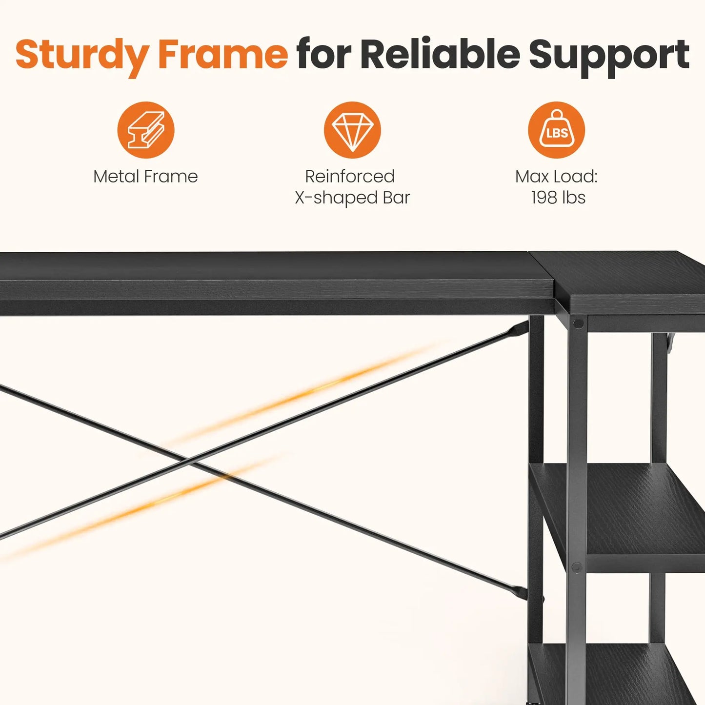 JHK L Shaped Desk Computer Corner Desk With Reversible Shelves