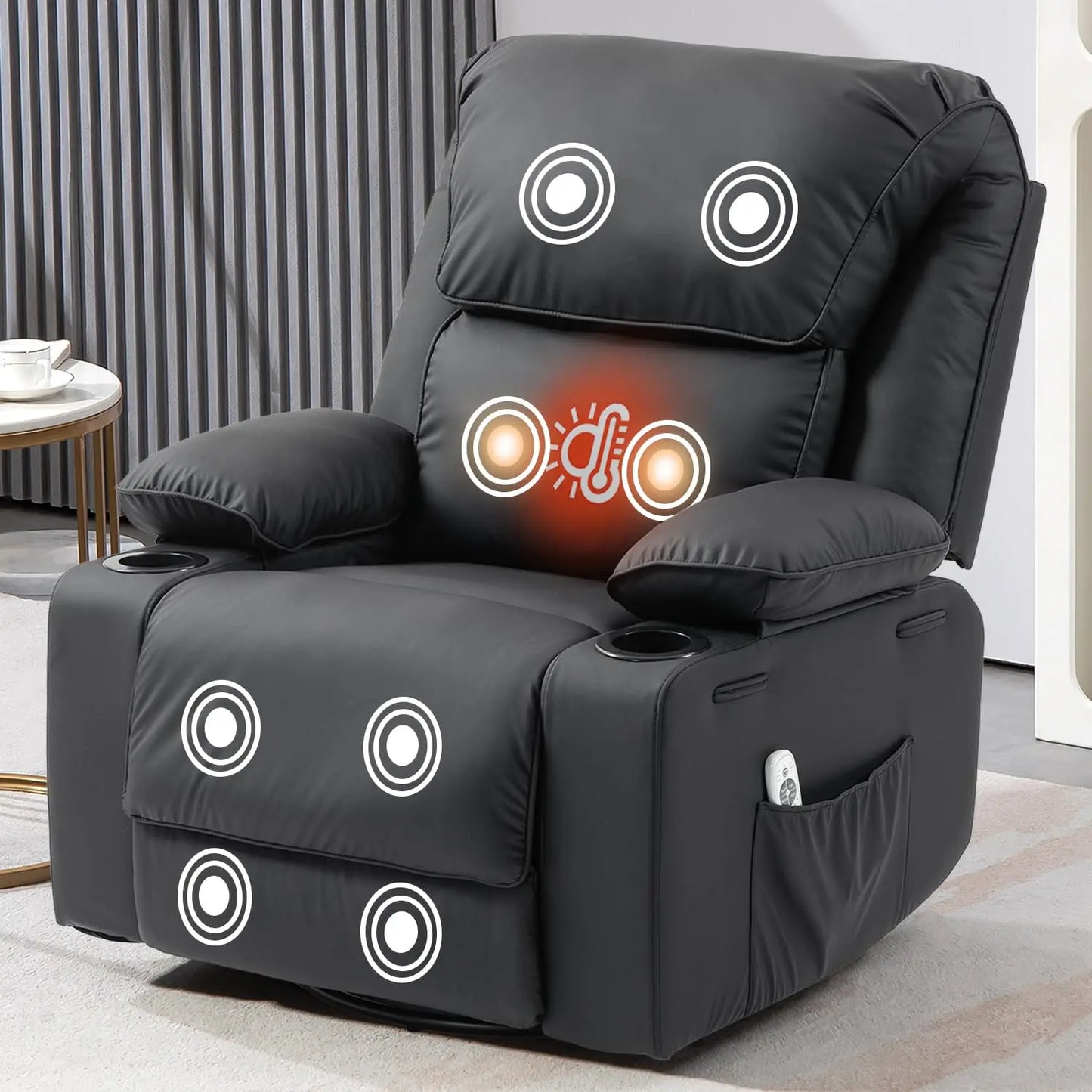 XIAOLANG Rocker Recliner With Massage Heated Cup Holders Remote
