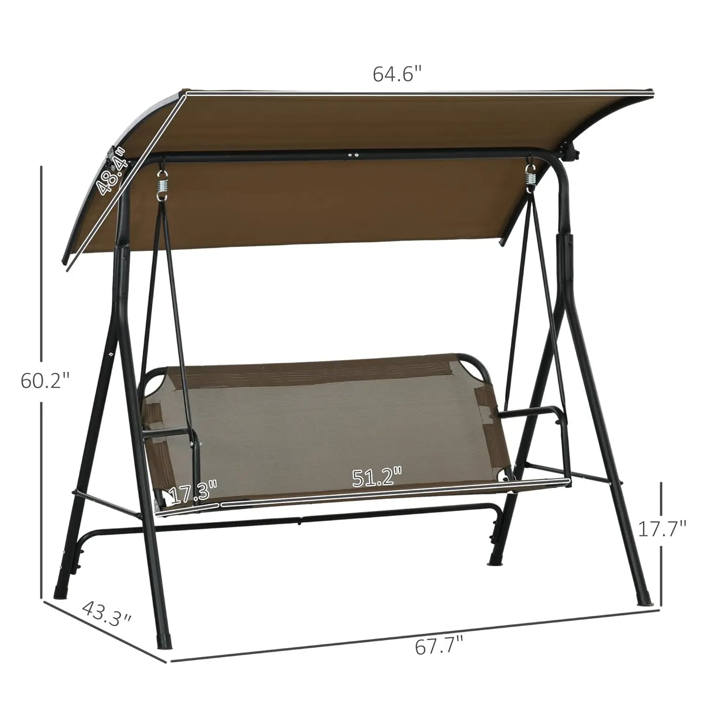 3-Person Porch Swing With Stand For Outdoor Patio With Canopy