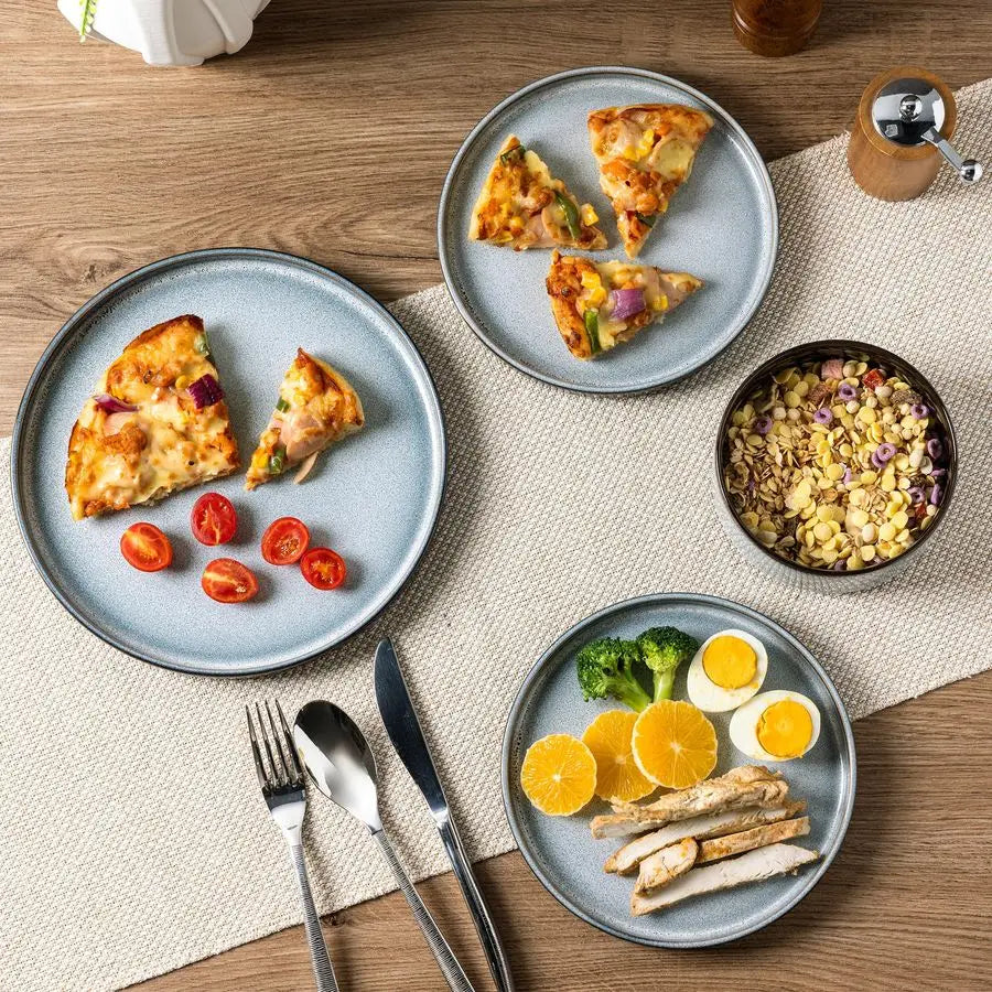 Reactive Glaze Round Ceramic Dinnerware Set for 4 Microwave Safe