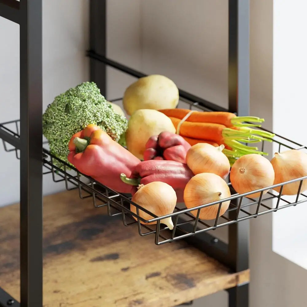 IRONCK Kitchen Bakers Rack With Storage Cabinets And Power Outlet