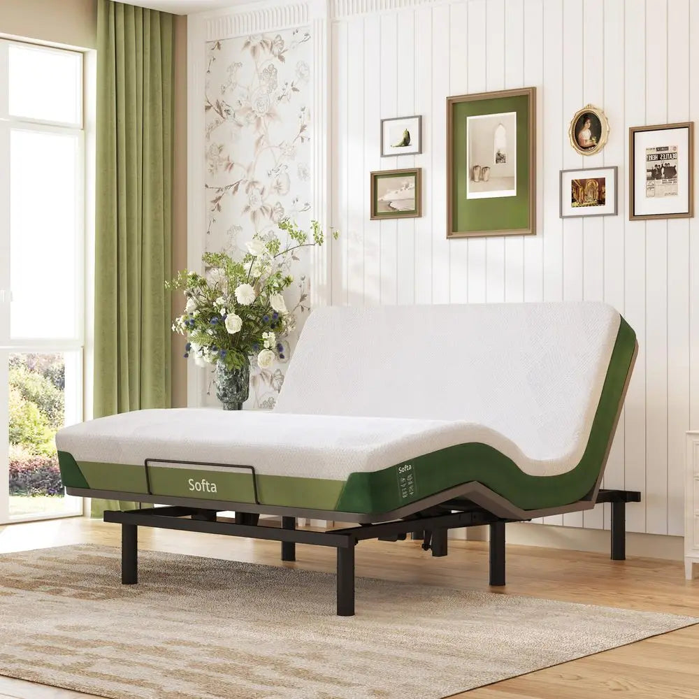 Adjustable Bed Frame Queen With Gel Memory Foam Mattress