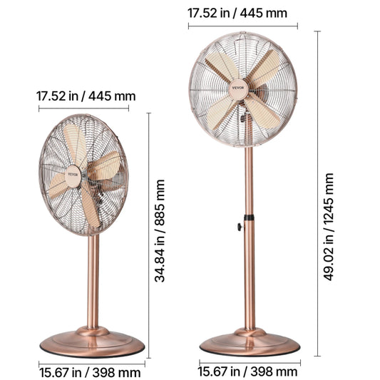 VEVOR Industrial Pedestal Fan 85-Degree Oscillating 3-Speed
