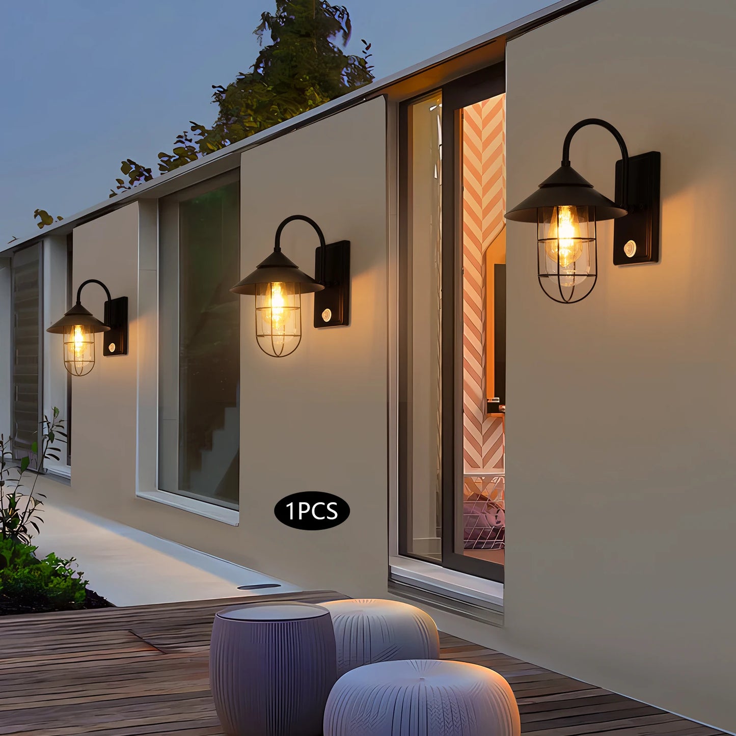 Bymaocar Retro Wall Lamp Motion Sensor Sconce E26 Mount