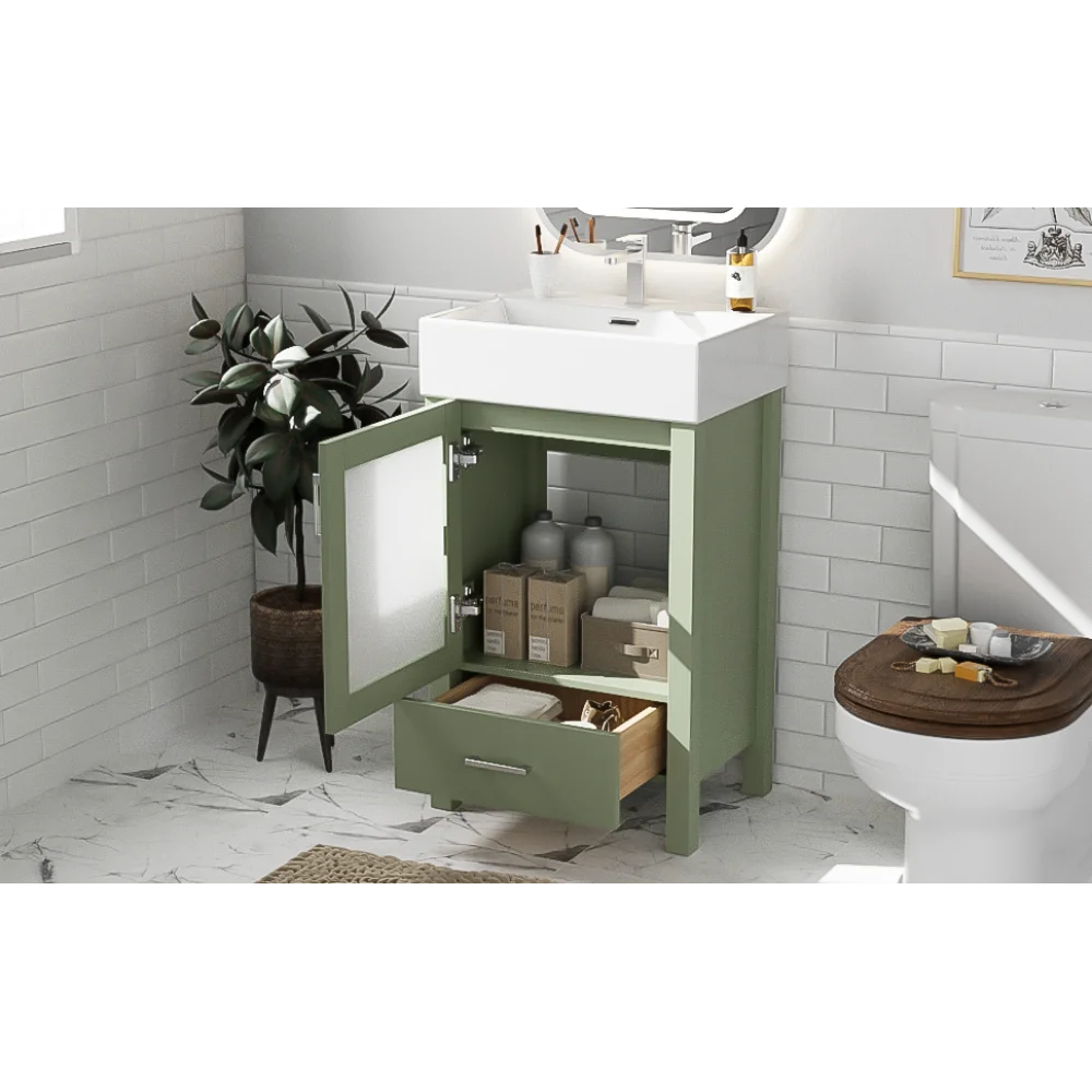 LWO Bathroom Vanity With Ceramic Sink And Ample Storage