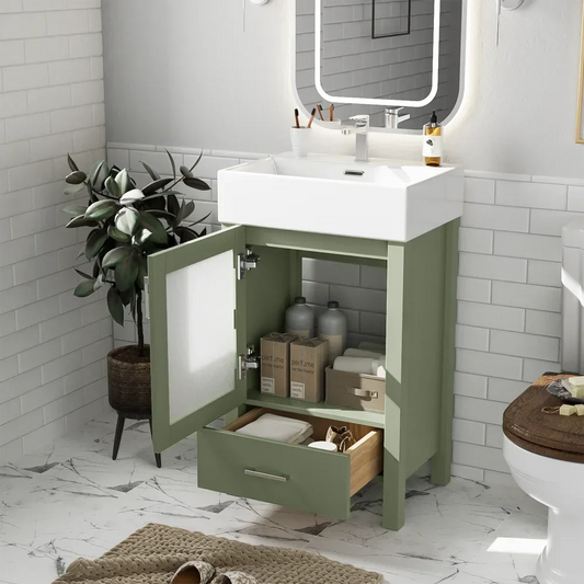 LWO Bathroom Vanity With Ceramic Sink And Ample Storage