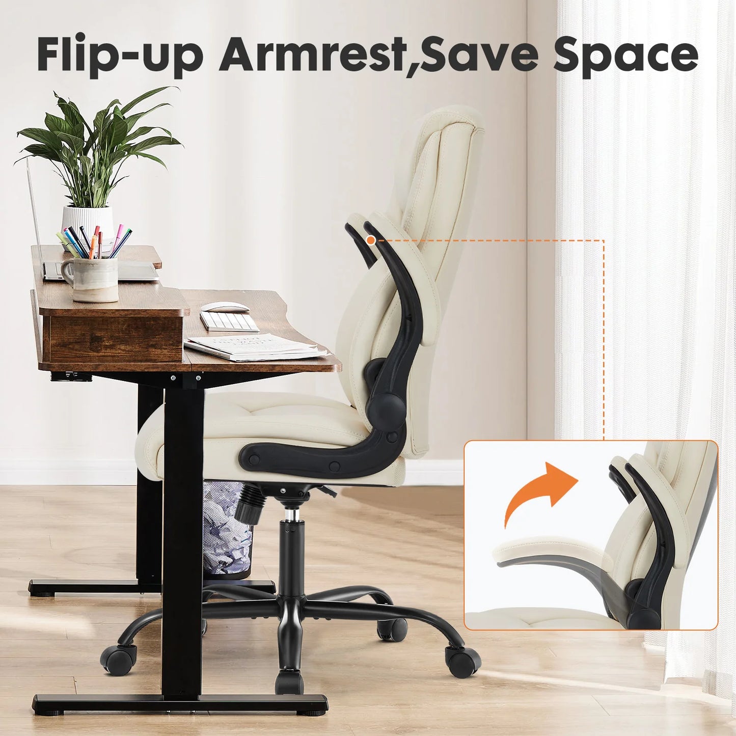 JHK Ergonomic Office Chair With Flip-Up Arms Heavy Duty