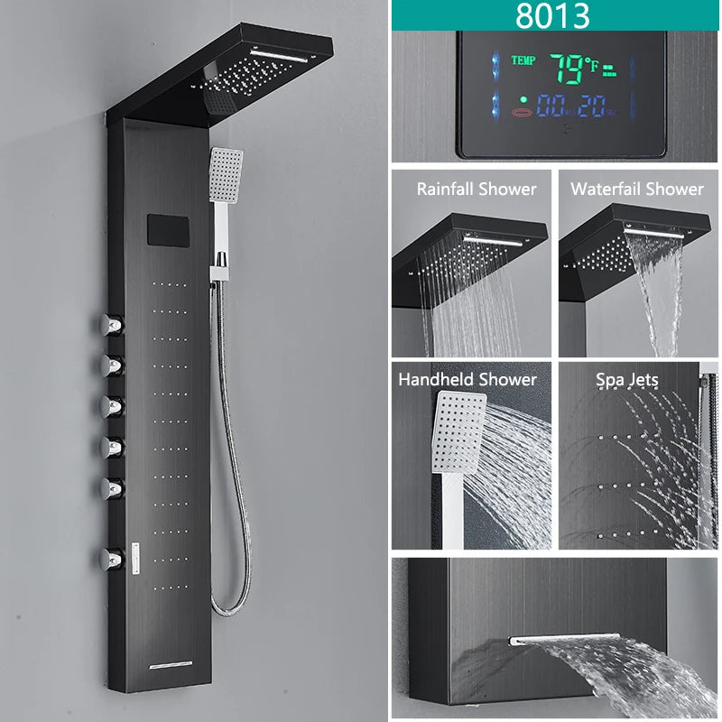 Wanmivezlo LED Shower Panel With Rainfall Jets And Massage