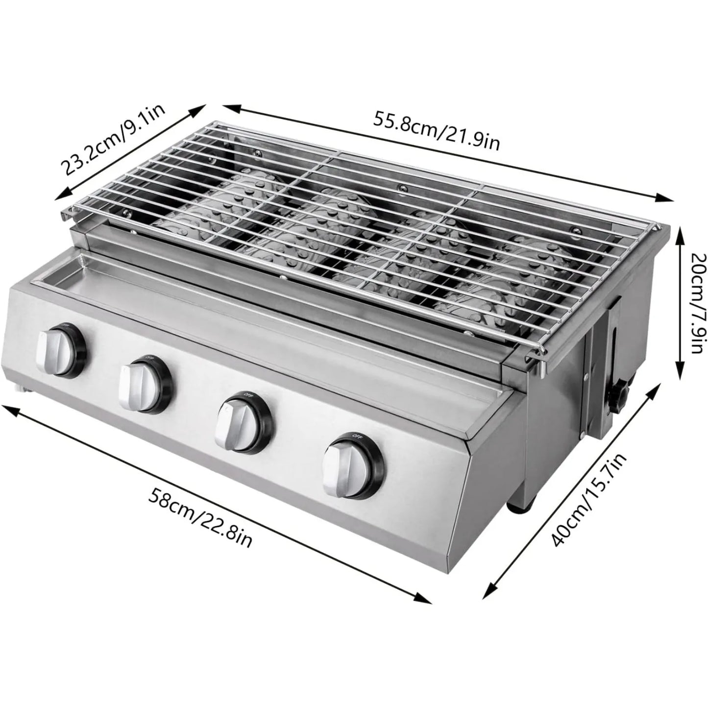 Portable Stainless Steel Gas Grill Smokeless For Camping And Outdoor