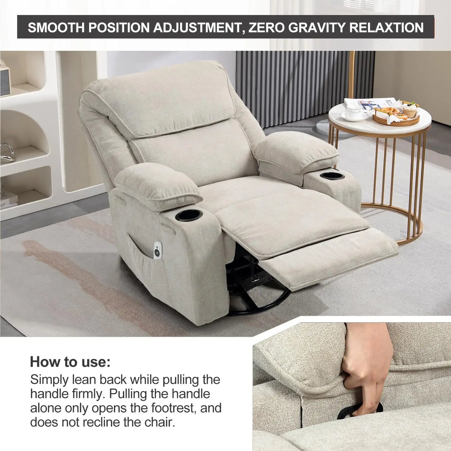 XIAOLANG Rocker Recliner With Massage Heated Cup Holders Remote