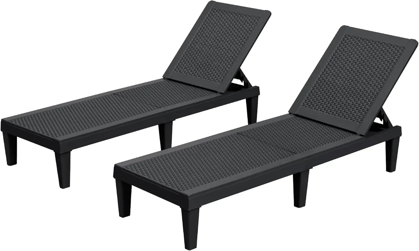Patio Chaise Lounge Chairs 2 Pack Outdoor Reclining Backrest