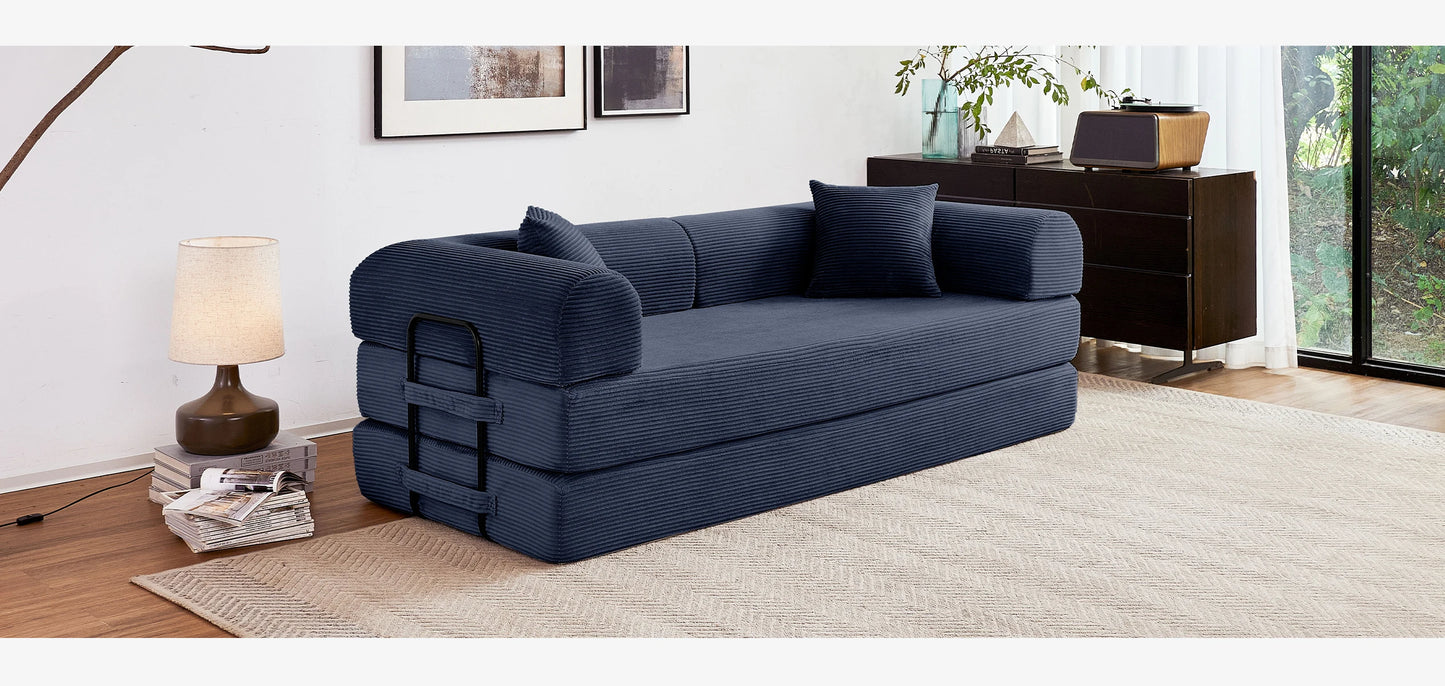 Foldable Convertible Futon Sofa Bed With L Shaped Arms