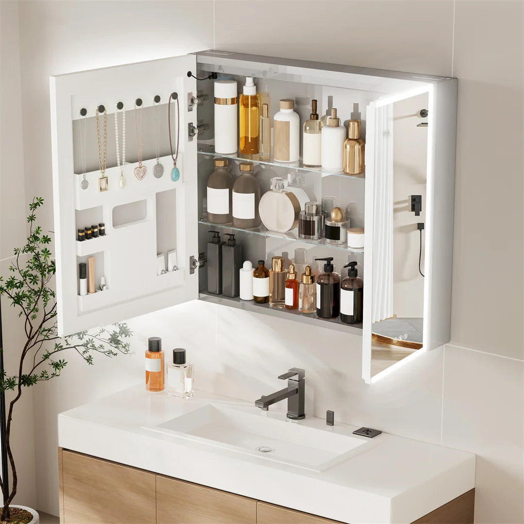 LUVODI LED Lighted Bathroom Cabinet With Bluetooth Speakers