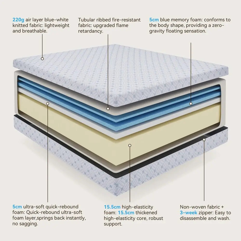 Adjustable Bed Frame With Memory Foam Mattress Wireless Remote