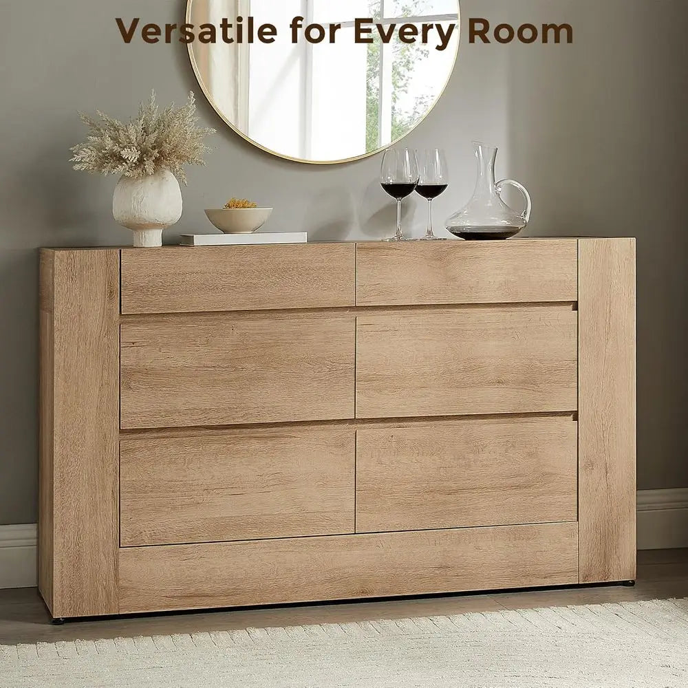 Six Drawer Wide Chest And TV Stand Storage Organizer